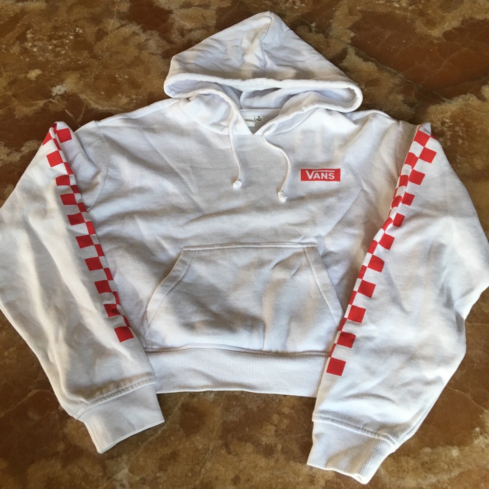 Vans Off The Wall Cropped Logo Hoodie White